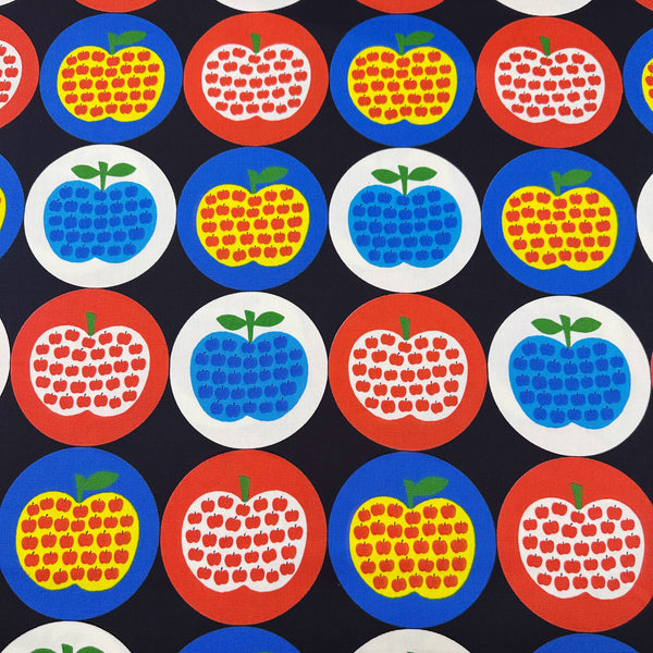 Apple Print Cotton Oxford Fabric by Koko Seki, Black