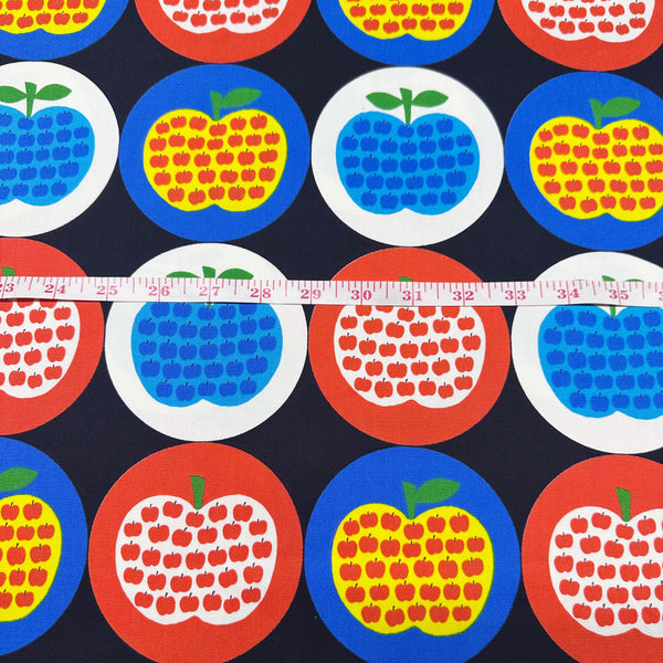Apple Print Cotton Oxford Fabric by Koko Seki, Black