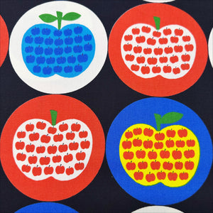 Apple Print Cotton Oxford Fabric by Koko Seki, Black