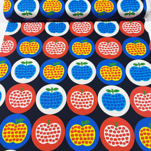 Apple Print Cotton Oxford Fabric by Koko Seki, Black