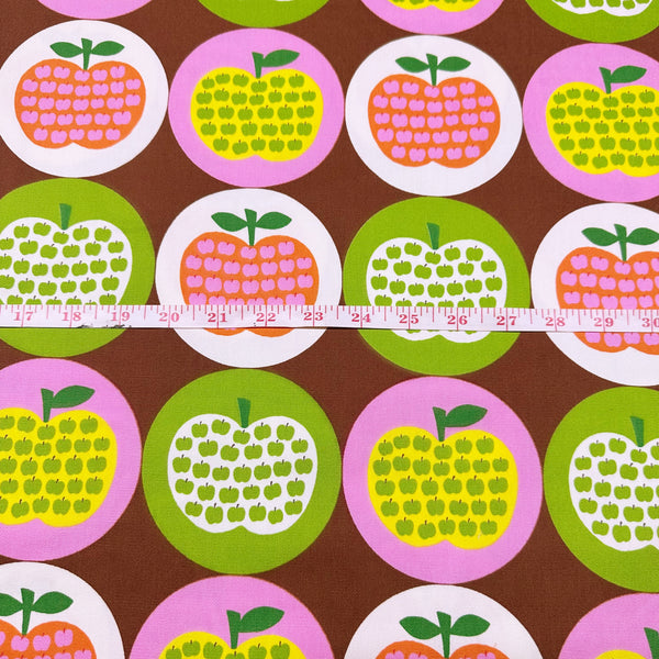 Apple Print Cotton Oxford Fabric by Koko Seki, Brown