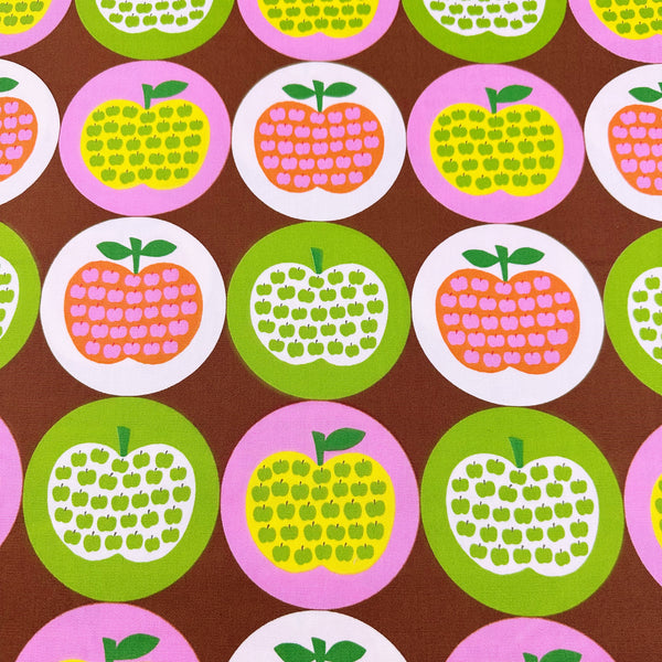 Apple Print Cotton Oxford Fabric by Koko Seki, Brown