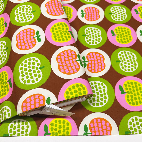 Apple Print Cotton Oxford Fabric by Koko Seki, Brown