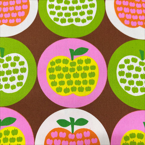 Apple Print Cotton Oxford Fabric by Koko Seki, Brown