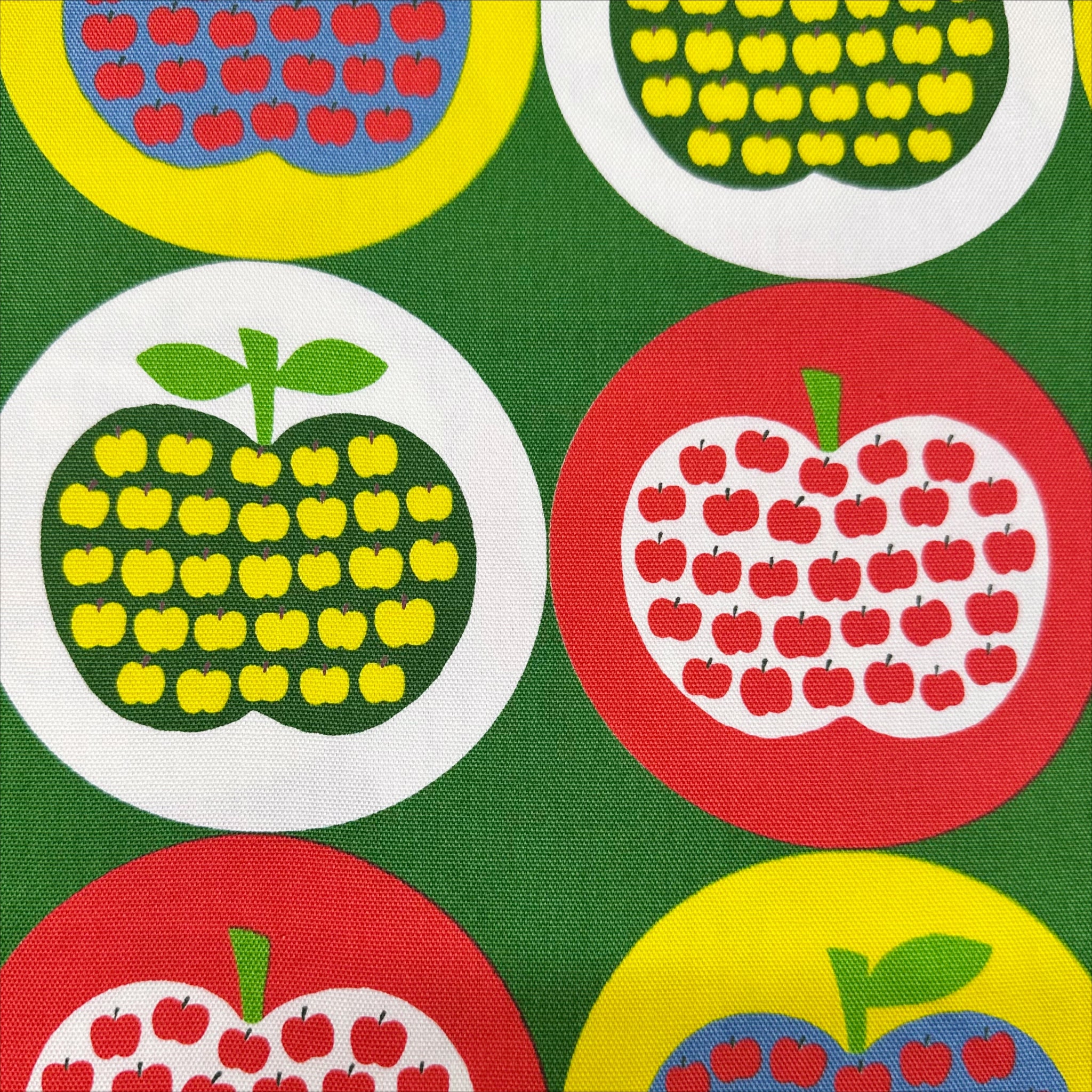 Apple Print Cotton Oxford Fabric by Koko Seki, Green