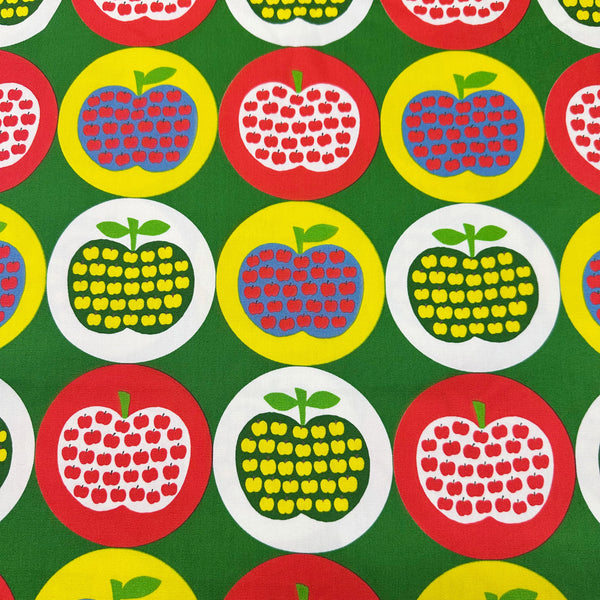 Apple Print Cotton Oxford Fabric by Koko Seki, Green