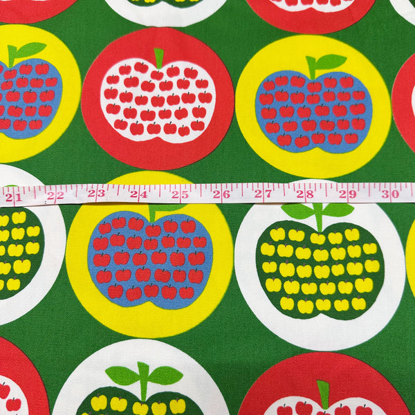 Apple Print Cotton Oxford Fabric by Koko Seki, Green