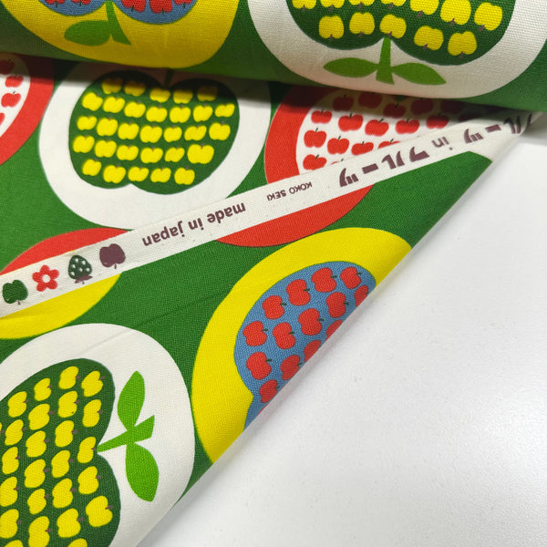 Apple Print Cotton Oxford Fabric by Koko Seki, Green