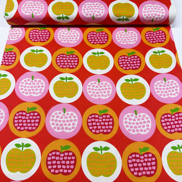 Apple Print Cotton Oxford Fabric by Koko Seki, Red