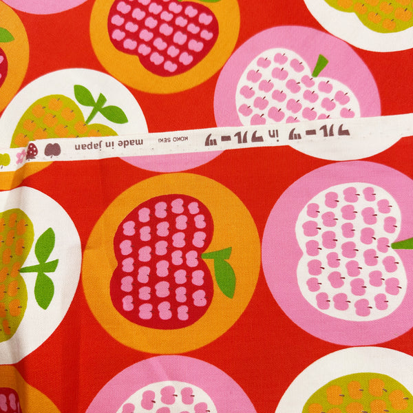 Apple Print Cotton Oxford Fabric by Koko Seki, Red