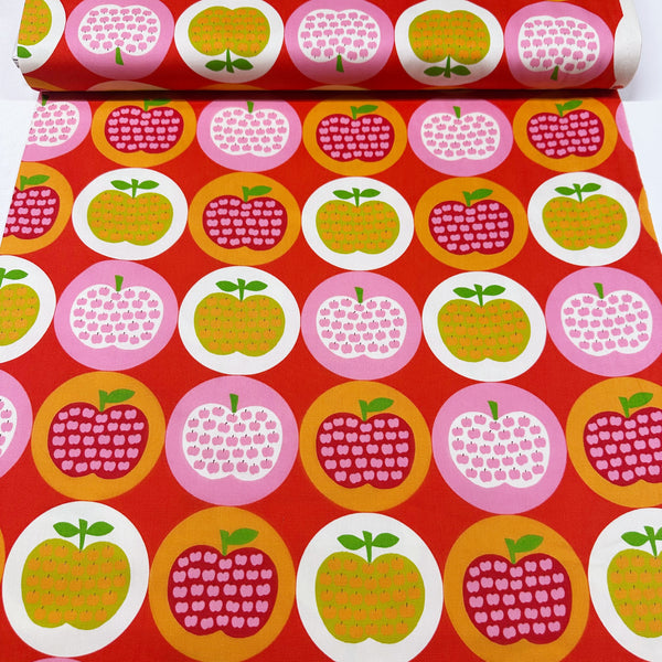 Apple Print Cotton Oxford Fabric by Koko Seki, Red