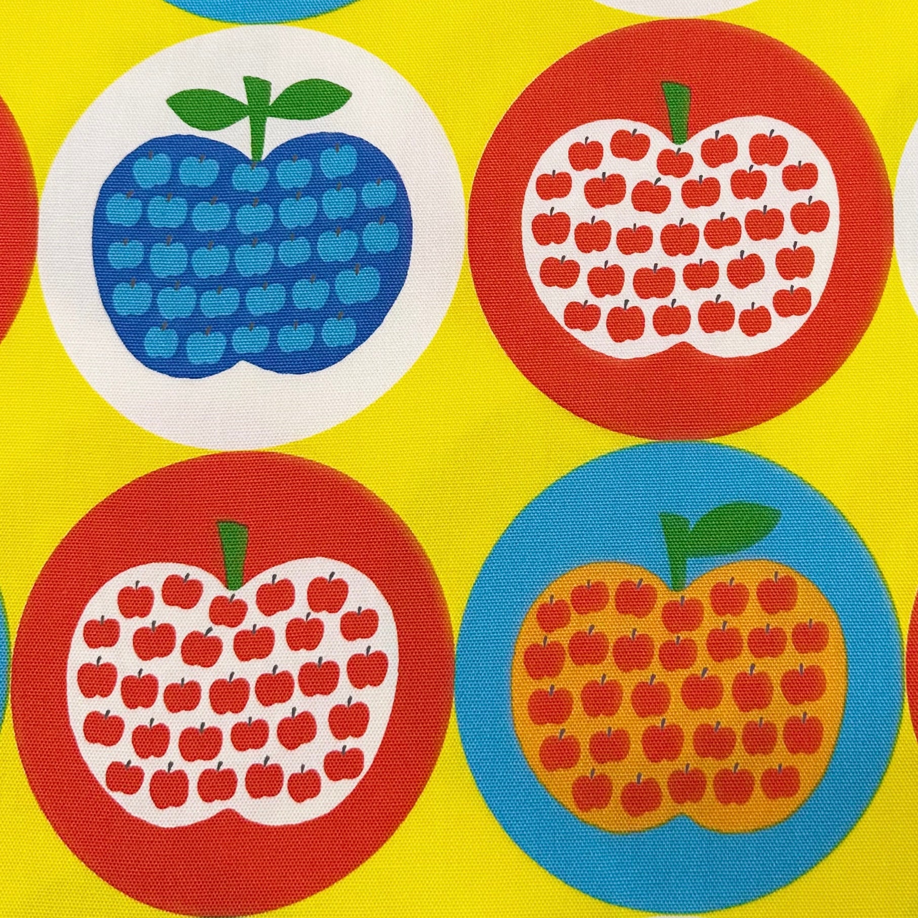 Apple Print Cotton Oxford Fabric by Koko Seki, Yellow