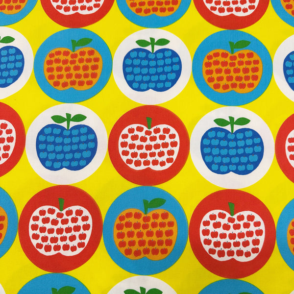 Apple Print Cotton Oxford Fabric by Koko Seki, Yellow