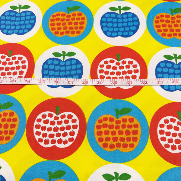 Apple Print Cotton Oxford Fabric by Koko Seki, Yellow
