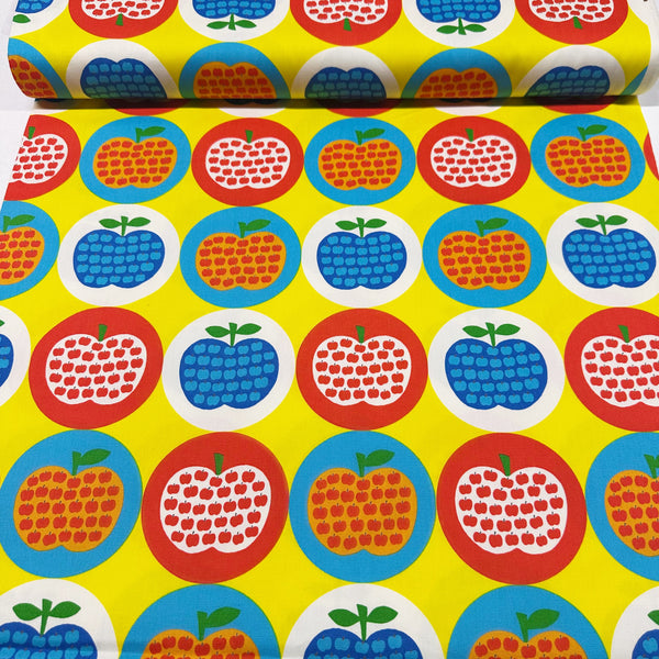 Apple Print Cotton Oxford Fabric by Koko Seki, Yellow