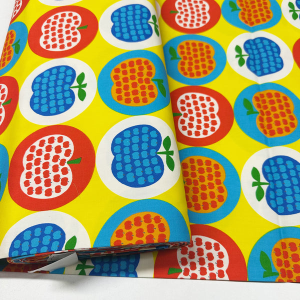 Apple Print Cotton Oxford Fabric by Koko Seki, Yellow