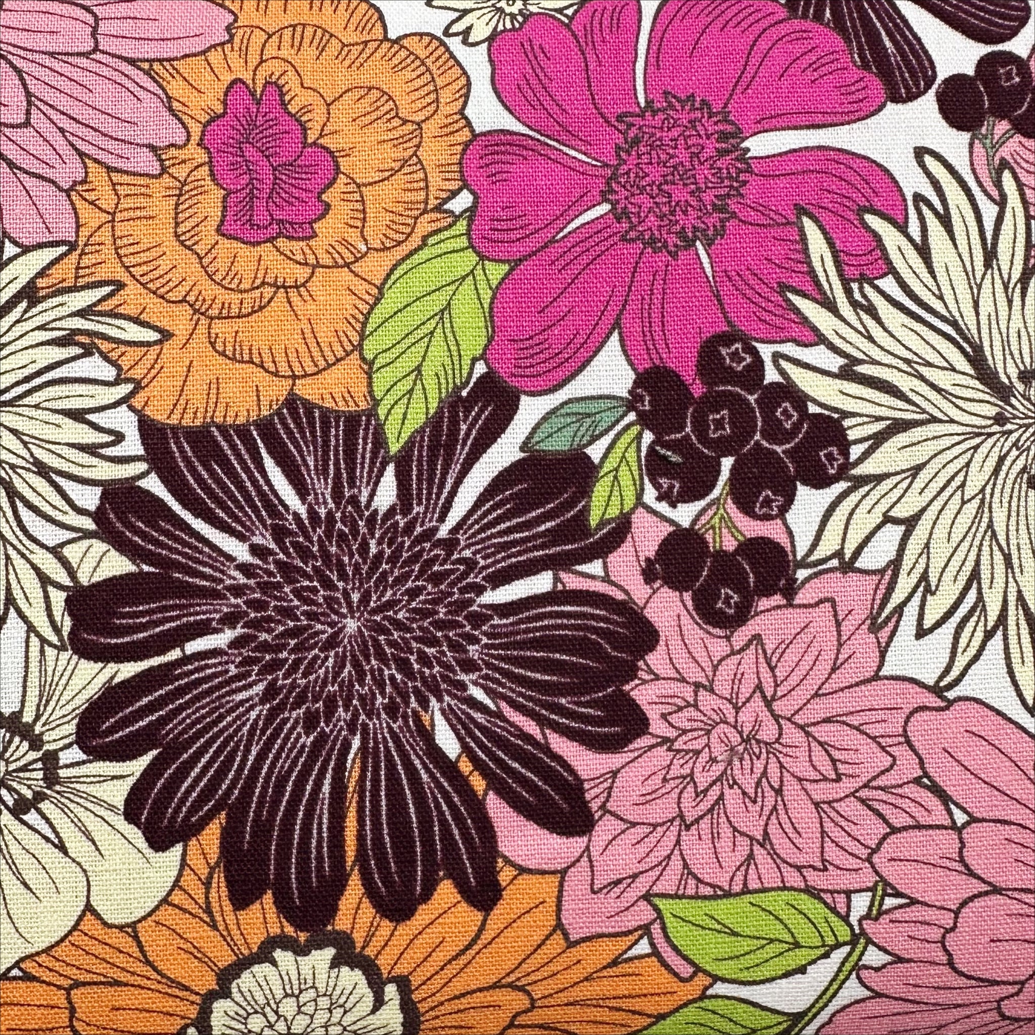 Art Flower Canvas Fabric in Pink Floral - Cotton Linen Blend by Cosmo Textile