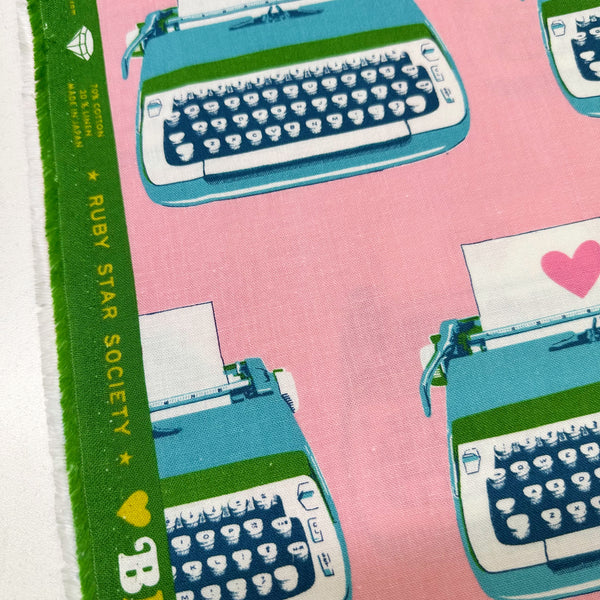Best Day Ever Typewriter Canvas Fabric in Posy, RS0108 19L Ruby Star Society