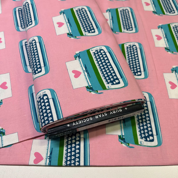 Best Day Ever Typewriter Canvas Fabric in Posy, RS0108 19L Ruby Star Society