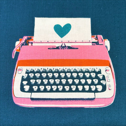 Best Day Ever Typewriter Canvas Fabric in Teal, RS0108 23L Ruby Star Society