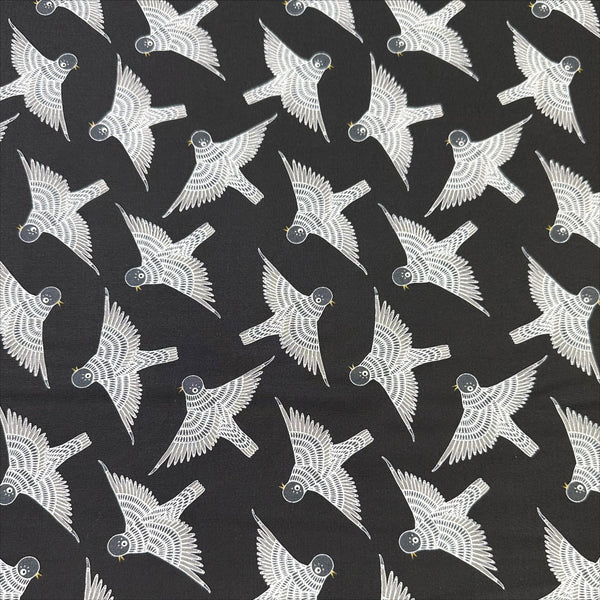 Birdsong Birds in Flight in Raven by Gingiber, Cotton Fabric 48353 17 Moda Fabrics