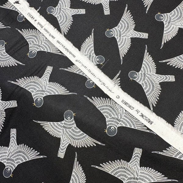 Birdsong Birds in Flight in Raven by Gingiber, Cotton Fabric 48353 17 Moda Fabrics