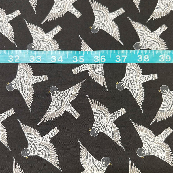 Birdsong Birds in Flight in Raven by Gingiber, Cotton Fabric 48353 17 Moda Fabrics
