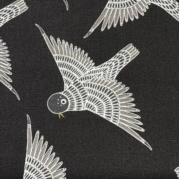 Birdsong Birds in Flight in Raven by Gingiber, Cotton Fabric 48353 17 Moda Fabrics