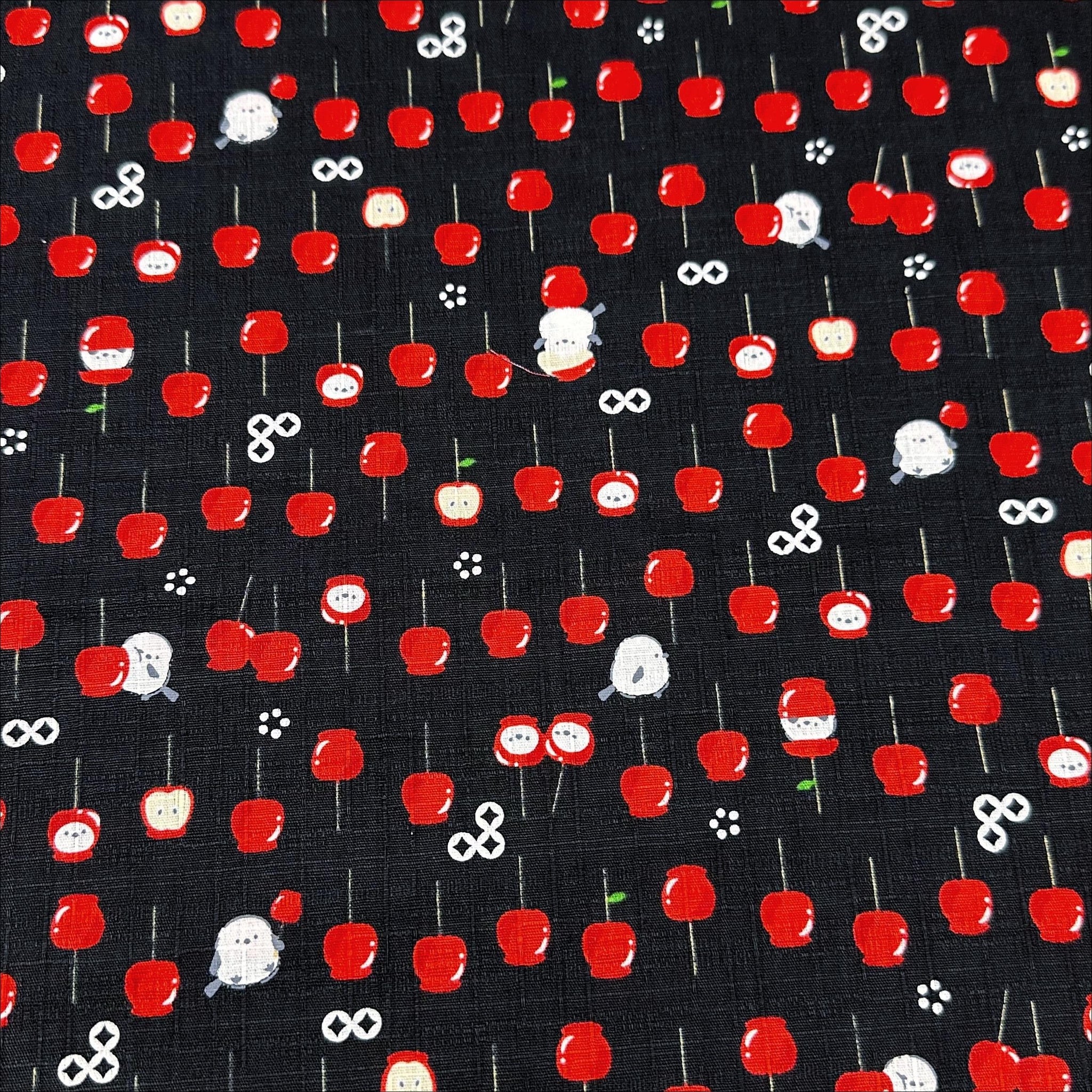 Candy Apple Cotton DOBBY Fabric in Black, Cosmo Textiles 