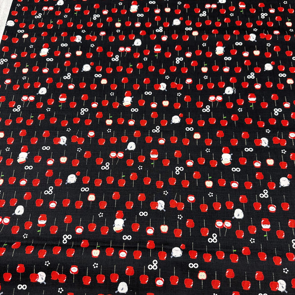 Candy Apple Cotton DOBBY Fabric in Black, Cosmo Textiles 