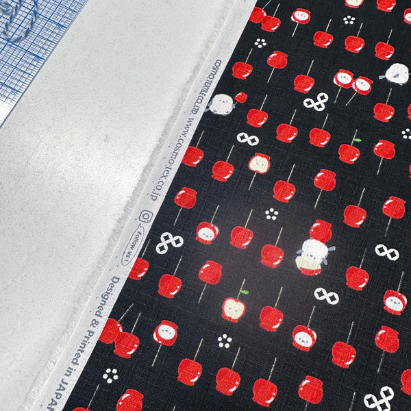 Candy Apple Cotton DOBBY Fabric in Black, Cosmo Textiles 