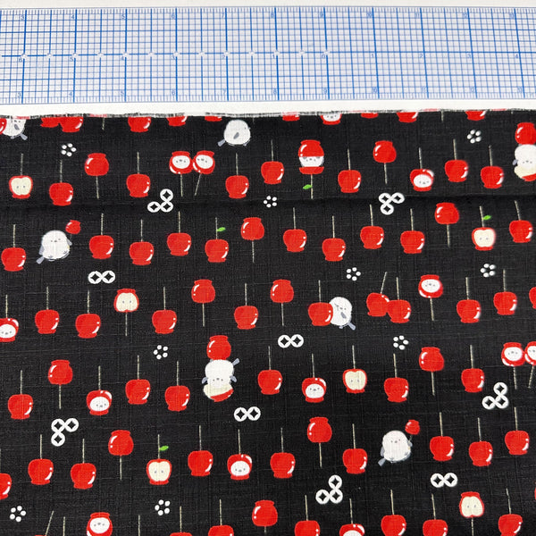 Candy Apple Cotton DOBBY Fabric in Black, Cosmo Textiles 