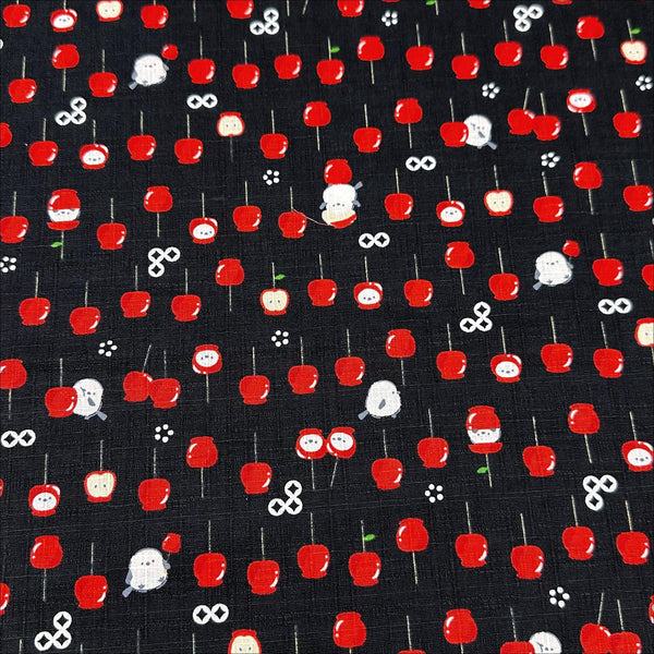 Candy Apple Cotton DOBBY Fabric in Black, Cosmo Textiles 
