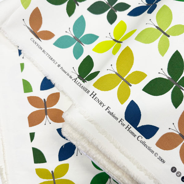 Canyon Butterfly 2009 Heavy Oxford Cotton Fabric by Alexander Henry, Green Blue, OOP