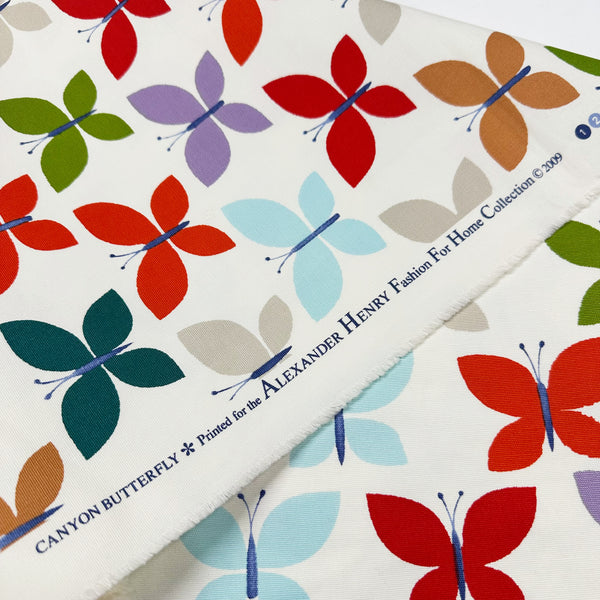 Canyon Butterfly 2009 Heavy Oxford Cotton Fabric by Alexander Henry, Red, OOP