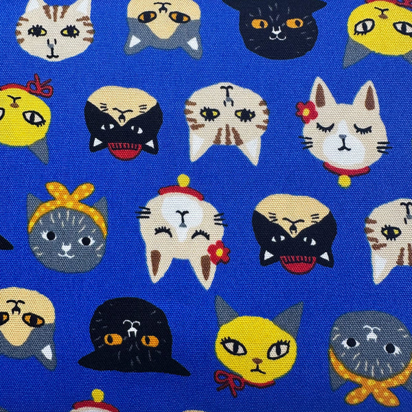 Cats by Sevenberry Cotton Oxford Fabric, Blue