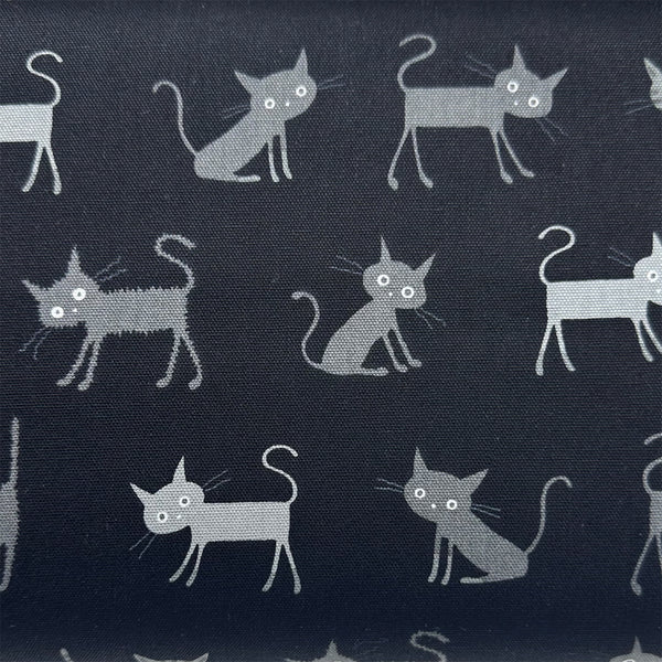 Coco Land Cats Cotton Oxford Fabric, Imported from Japan BTY, Medium Kitties Cocoland by Kisa on Black