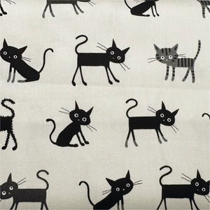 Coco Land Cats Cotton Oxford Fabric, Imported from Japan BTY, Medium Kitties Cocoland by Kisa on Natural