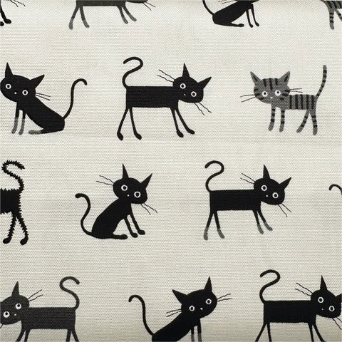 Coco Land Cats Cotton Oxford Fabric, Imported from Japan BTY, Medium Kitties Cocoland by Kisa on Natural