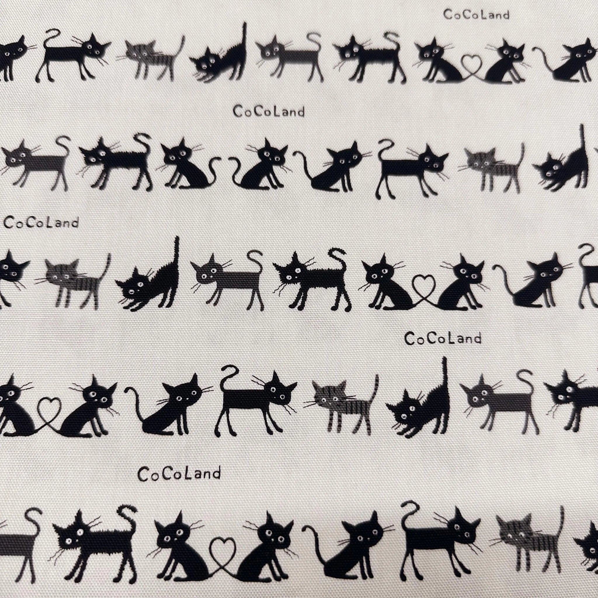Coco Land Cats Cotton Oxford Fabric, Imported from Japan BTY, Small Kitties Cocoland by Kisa on Natural
