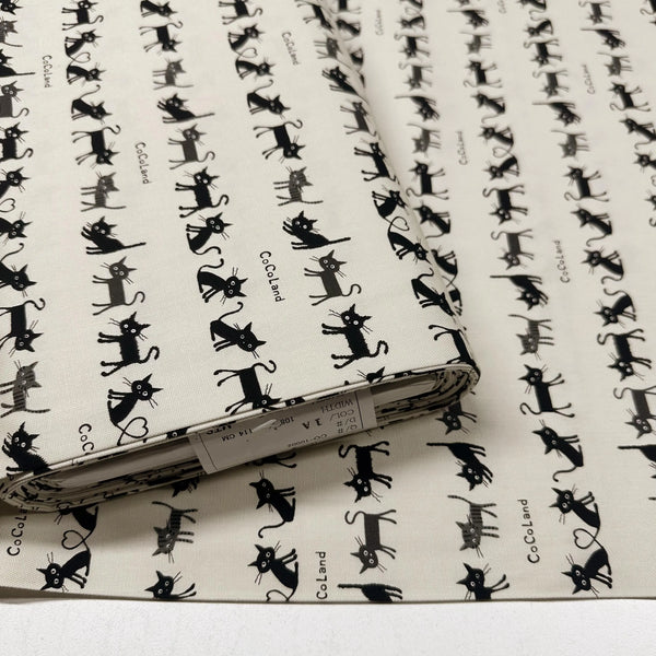 Coco Land Cats Cotton Oxford Fabric, Imported from Japan BTY, Small Kitties Cocoland by Kisa on Natural