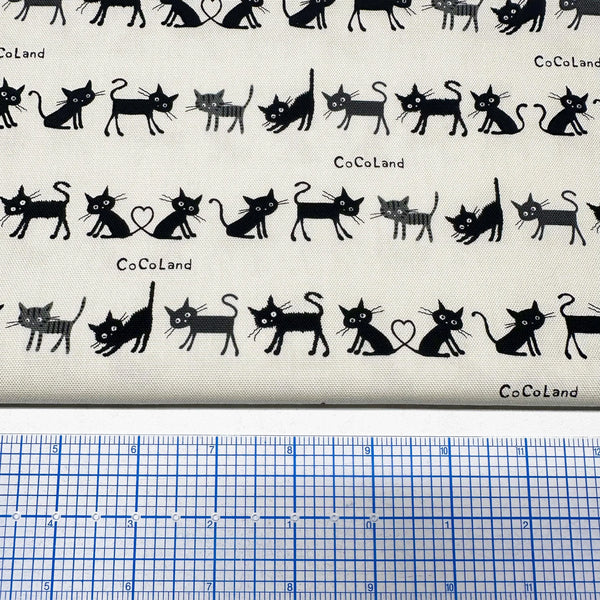 Coco Land Cats Cotton Oxford Fabric, Imported from Japan BTY, Small Kitties Cocoland by Kisa on Natural