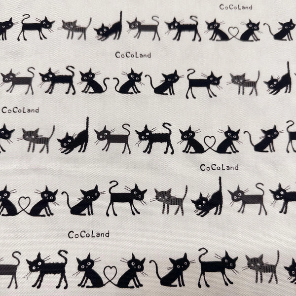 Coco Land Cats Cotton Oxford Fabric, Imported from Japan BTY, Small Kitties Cocoland by Kisa on Natural