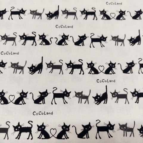 Coco Land Cats Cotton Oxford Fabric, Imported from Japan BTY, Small Kitties Cocoland by Kisa on Natural