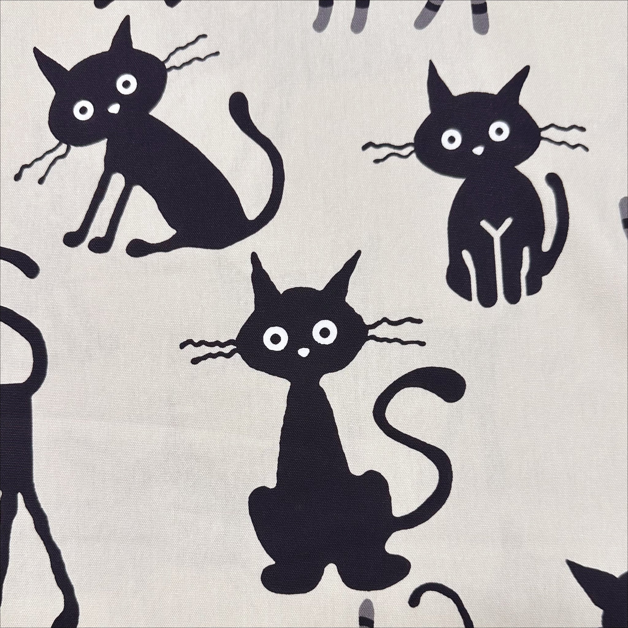 Coco Land Cats Cotton Oxford Fabric, Imported from Japan, Large Kitties Cocoland by Kisa on Natural