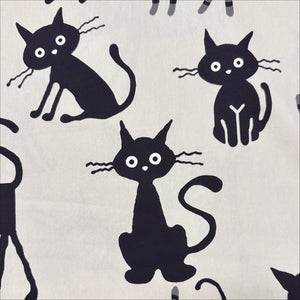 Coco Land Cats Cotton Oxford Fabric, Imported from Japan, Large Kitties Cocoland by Kisa on Natural