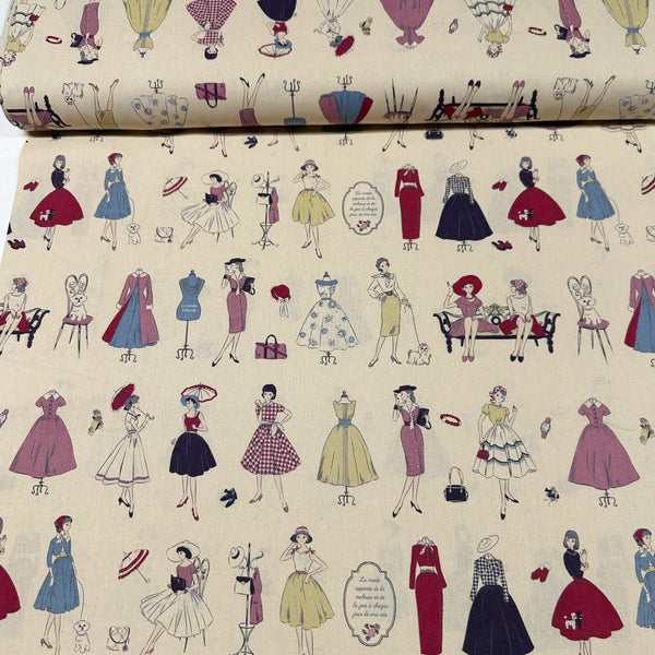 Couturiere Retro 50's Fashion Ladies Cotton Fabric