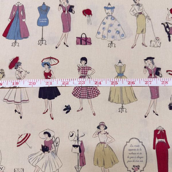 Couturiere Retro 50's Fashion Ladies Cotton Fabric
