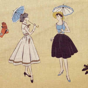 Couturiere Retro 50's Fashion Ladies Cotton Fabric, Ecru