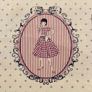 Couturiere Retro 50's Framed Fashion Ladies Cotton Fabric, Eggshell